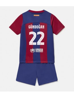 Barcelona Ilkay Gundogan #22 Heimtrikotsatz für Kinder 2023-24 Kurzarm (+ Kurze Hosen)